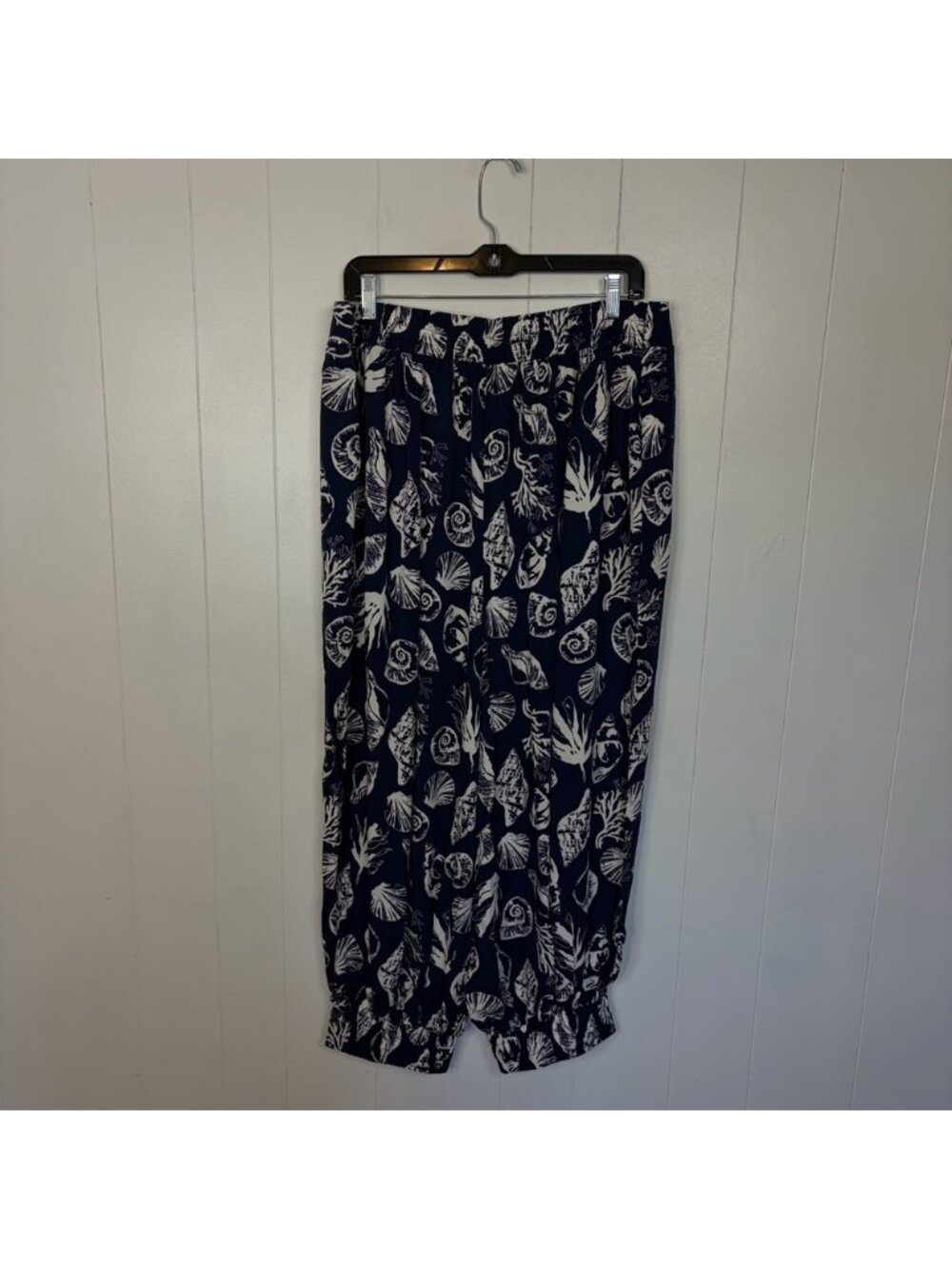 Venus Navy Blue Tropical Beach Joggers Pants Pull On Waist Elastic size 1X - Picture 5 of 13